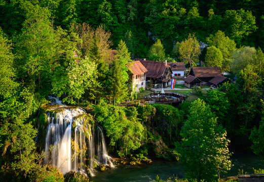 small waterfall in the mountains
