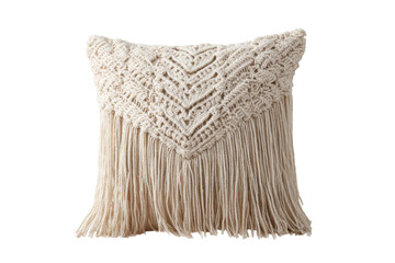 Macrame fringe cushion isolated on transparent background