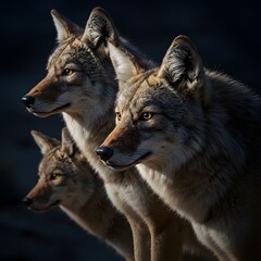 Obraz premium Three Coyotes in Natural Light