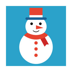 Cute cartoon snowman with a red scarf and hat, a happy winter character illustration.