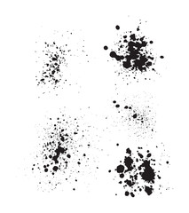 Set Colorful ink spots, Splash splatter abstract shape. Vector
