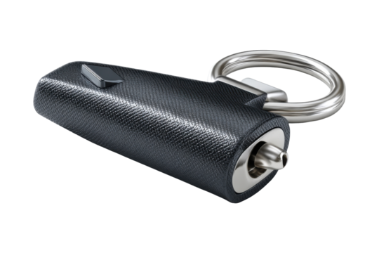 Sleek, dark key chain isolated on transparent background