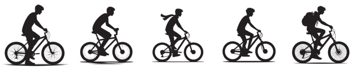 vector silhouette of a man riding a bicycle