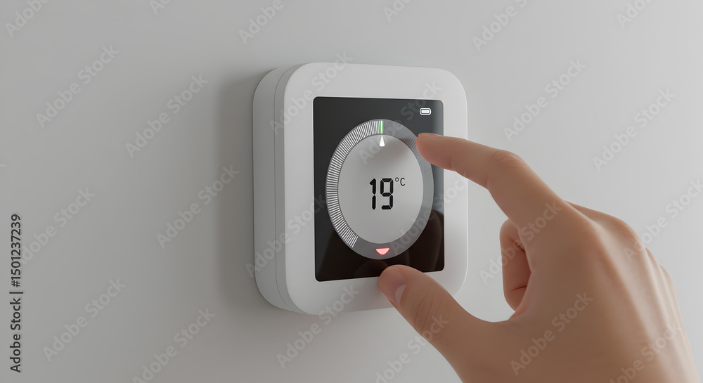 Poster smart thermostat control temperature setting home automation energy efficiency technology iot device