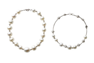 Two pearl string bracelets isolated on transparent background