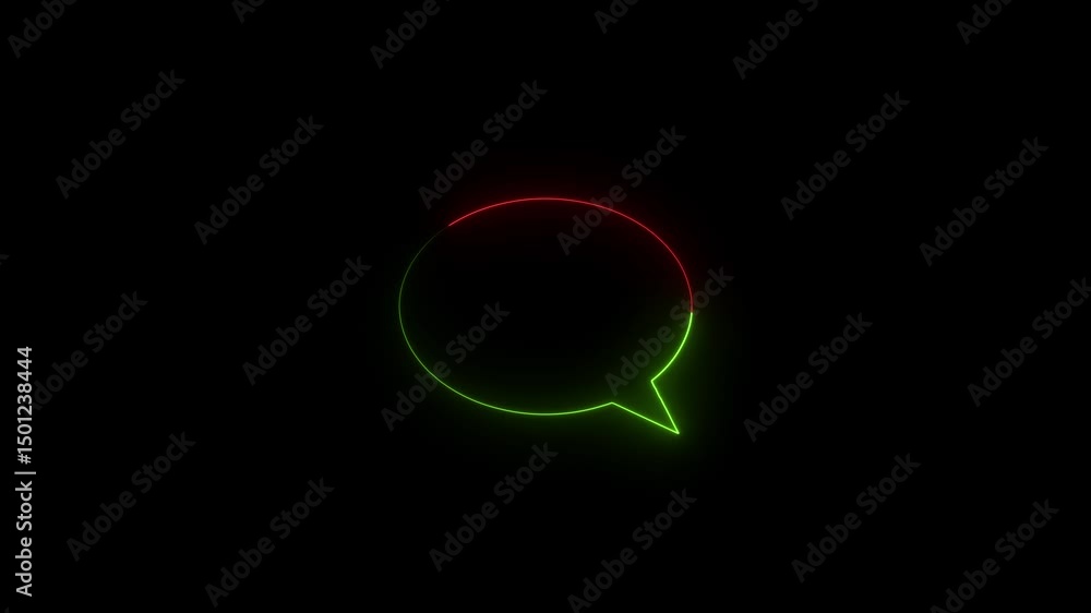 Poster neon text message color icon glowing animation black background .