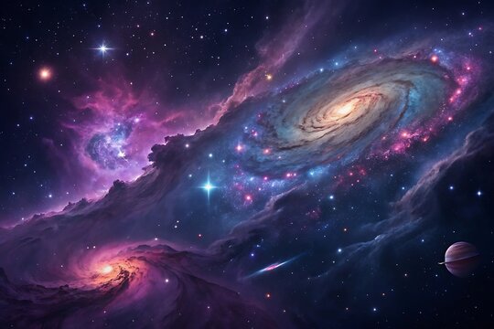 Spiral galaxy nebula cosmic landscape space art