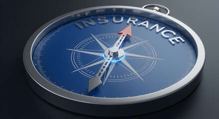 Insurance compass concept finding the right policy coverage and financial direction security and protection