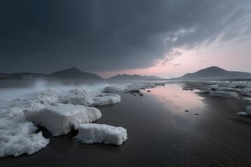 Obraz premium Dramatic seascape under stormy skies coastal region landscape photography natural environment low angle atmospheric beauty