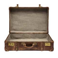 Empty, vintage suitcase isolated on transparent background