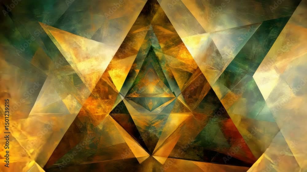 Poster geometric triangle shape on bright yellow background creating a bold and vibrant visual contrast