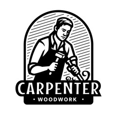Carpenter with a chisel and hammer.