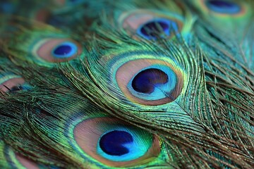 Obraz premium Exotic peacock feather in vivid background glory 