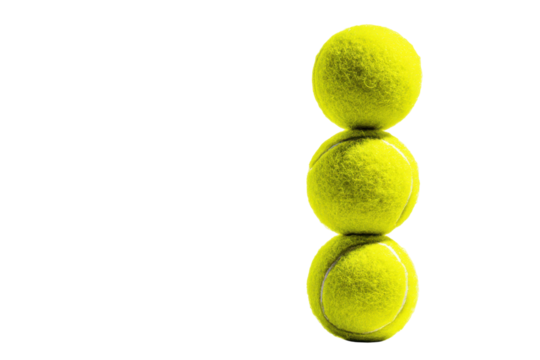 Stacked yellow tennis balls (1) isolated on transparent background