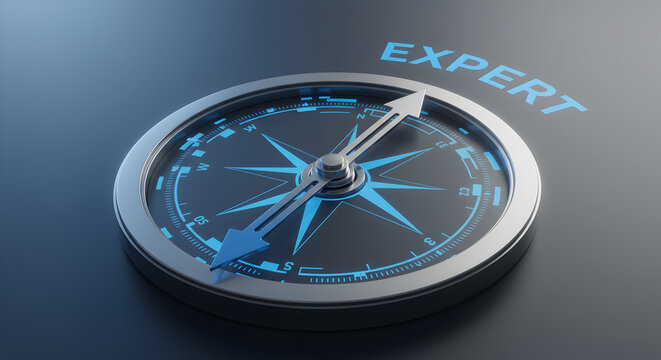 Find an expert guidance compass navigation tool for business success and strategic direction concept