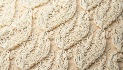 Intricate geometric lace pattern on beige cloth, design, stylish, close-up