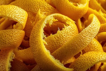 Vibrant yuzu peel close-up culinary arts food photography studio setting high-detail freshness concept