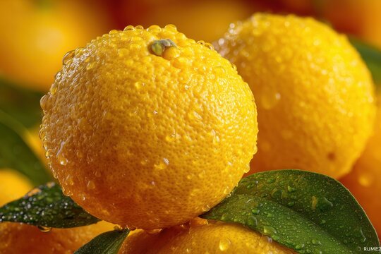 Fresh yuzu close-up nature food photography tropical environment macro view citrus concept for culinary art