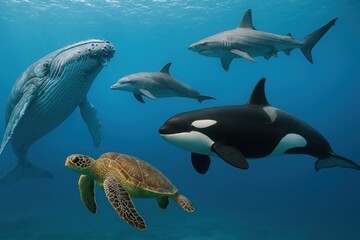 Fototapeta premium Diverse marine life underwater.