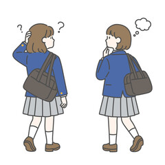 悩む女子高生の後ろ姿