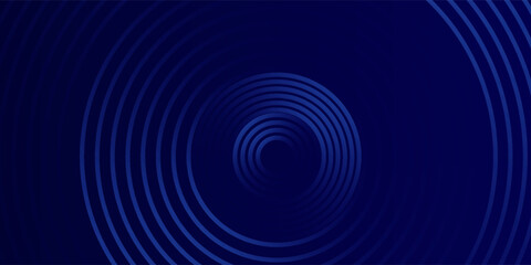 Abstract glowing circle lines on dark blue background. Geometric stripe line art design. Modern shiny blue lines. Futuristic technology concept. Suit modern