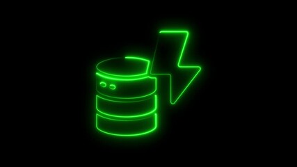 Glowing neon database server icon with lightning bolt concept design - Powered by Adobe