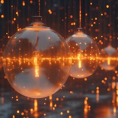 Obraz premium Ornate glass orbs, illuminated from within.