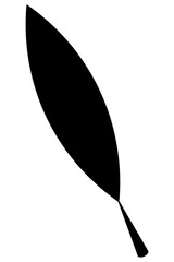 Pointed leaf. Elongated part of a tree with veins. Silhouette. Vector illustration. Isolated white background. Idea for web design.