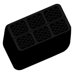 Seedling pots filled with soil. Silhouette. Rectangular containers. Six solid molds for sowing seeds. Vector illustration. Isolated white background. Idea for web design.