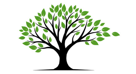 Tree vector illustration graphic design with green leaves isolated on white background nature concept art