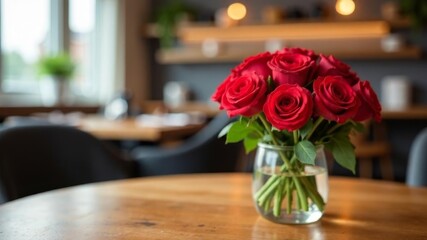 Fototapeta premium bouquet of roses in a glass vase