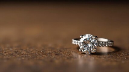 diamond ring on wooden surface