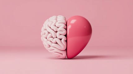 Fototapeta premium A creative representation of a brain and heart merging, symbolizing the balance of intellect and emotion.