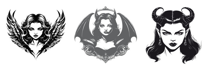 Obraz premium Dark Angel and Demon Illustrations for Creative Projects and Designs