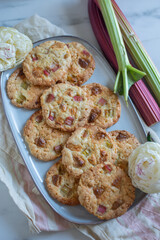 Chocolate chip cookies with rhubarb
