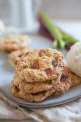 Chocolate chip cookies with rhubarb
