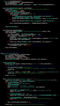 Vertical video features numerous lines of programming code continuously scrolling across the screen in a simulated digital environment