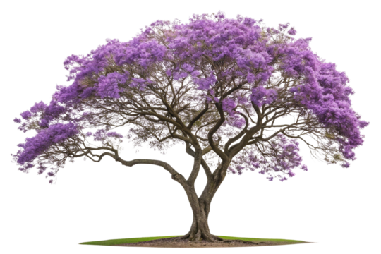 Majestic Purple Jacaranda Tree in Vibrant Full Bloom on Transparent Background  ,ai generated