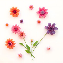 Obraz premium Colorful flower arrangement on white background pink flowers on wooden background flowers on a wooden background