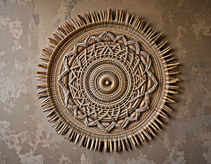 Fototapeta premium Handwoven Natural Fiber Wall Hanging Mandala