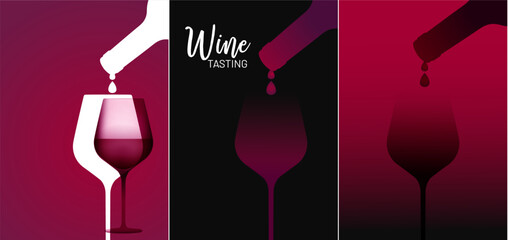 red wine poster templates - vector illustrations