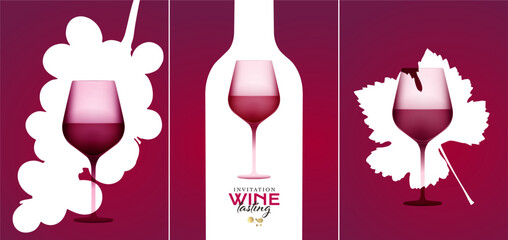 red wine poster templates - vector illustrations