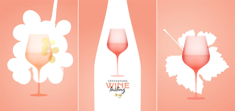 rose wine poster templates - vector illustrations
