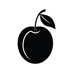 Plum fruit vector silhouette