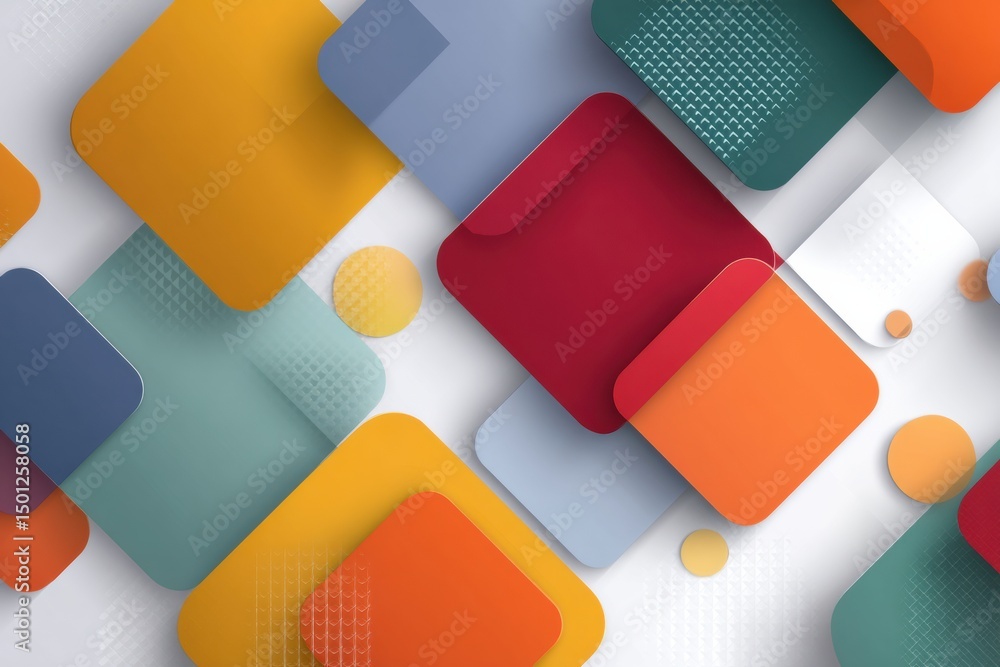 Poster intricate geometric pattern with overlapping transparent stickers showcases modern design aesthetics