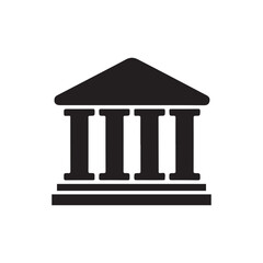 Black bank icon white background. Vector illustration