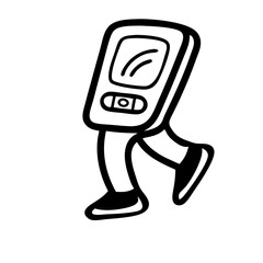 Fitness tracker walking with legs and feet in minimalist style  