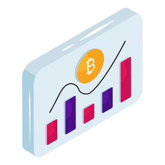 Conceptual isometric design icon of financial graph