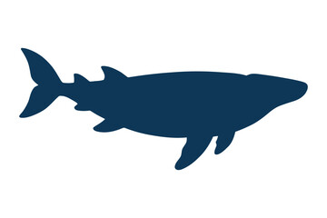 Dark Blue Silhouette of a Whale Shark Swimming Underwater
