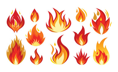 Collection of fire flame silhouettes